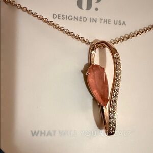 Rose Gold Pendant Necklace with Pink Gemstone